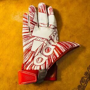 Adidas Football Youth Left Glove Red White Size Large